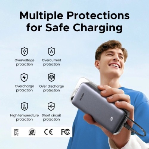 Батарея универсальная Ugreen 20000mAh 45W with Built-in Cable (PB536 55988B)