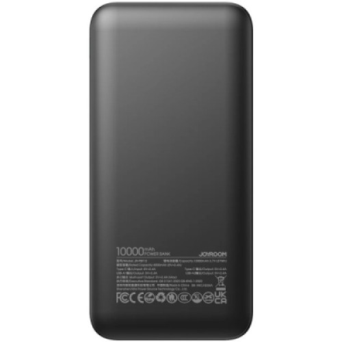 Батарея универсальная JOYROOM 10000mAh 12W 2*USB-A, USB-C In/Out, Black (JR-PBF12 / 6956116713256)