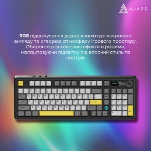 Клавиатура Ajazz AK980 V2 Maillard Switch Wireless/Bluetooth/USB UA Black/Grey/Yellow (AK980-V2-M-BGY)