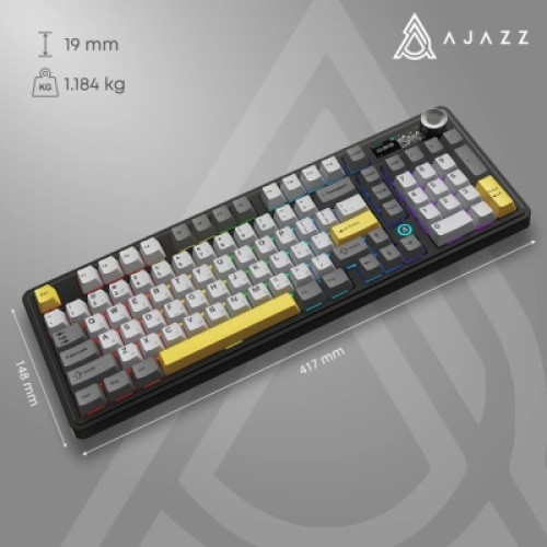 Клавиатура Ajazz AK980 V2 Maillard Switch Wireless/Bluetooth/USB UA Black/Grey/Yellow (AK980-V2-M-BGY)