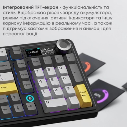 Клавиатура Ajazz AK980 V2 Maillard Switch Wireless/Bluetooth/USB UA Black/Grey/Yellow (AK980-V2-M-BGY)