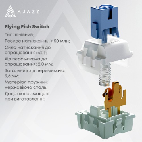 Клавиатура Ajazz AK870 V2 Flying Fish Switch USB UA White/Blue (AK870-V2-FF-BWB)