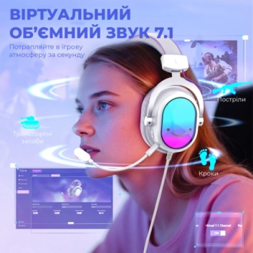 Наушники Fifine H16 7.1 RGB White (H16W) Наушники Fifine H16 7.1 RGB White (H16W)
