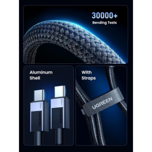 Дата кабель USB-C to USB-C 1.0m 240W 480Mbps black Ugreen (45067)