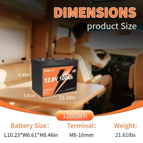 Батарея LiFePo4 YEAGULCH 12.8V - 100Ah (YEAGULCH-12,8V/100Ah) Батарея LiFePo4 YEAGULCH 12.8V - 100Ah (YEAGULCH-12,8V/100Ah)