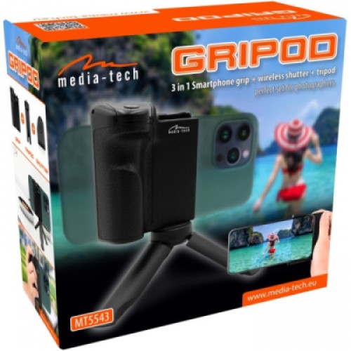 Штатив Media-Tech 3-in-1 Phone Tripod Stand with Bluetooth Remote Black (MT5543) Штатив Media-Tech 3-in-1 Phone Tripod Stand with Bluetooth Remote Black (MT5543)