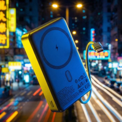 Батарея универсальная HOCO 10000 mAh Origen Dual PD/20W Magnetic with cable Type-C Metal Gray (Q44 / 714983)