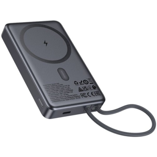Батарея универсальная HOCO 10000 mAh Origen Dual PD/20W Magnetic with cable Type-C Metal Gray (Q44 / 714983)