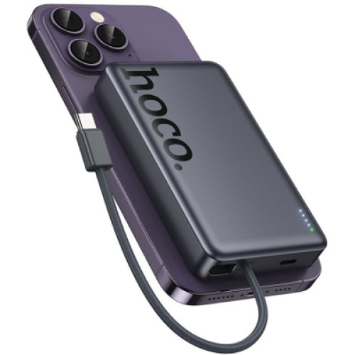 Батарея универсальная HOCO 10000 mAh Origen Dual PD/20W Magnetic with cable Type-C Metal Gray (Q44 / 714983)