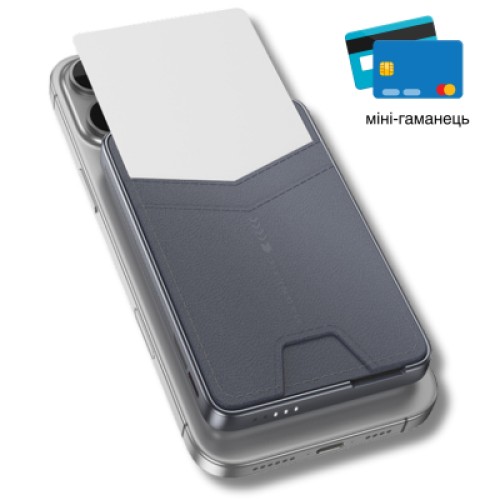 Батарея универсальная HOCO 5000mAh Title PD/20W Magnetic with stand + mini wallet Grey (Q46 / 714988)