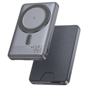 Батарея универсальная HOCO 5000mAh Title PD/20W Magnetic with stand + mini wallet Grey (Q46 / 714988)