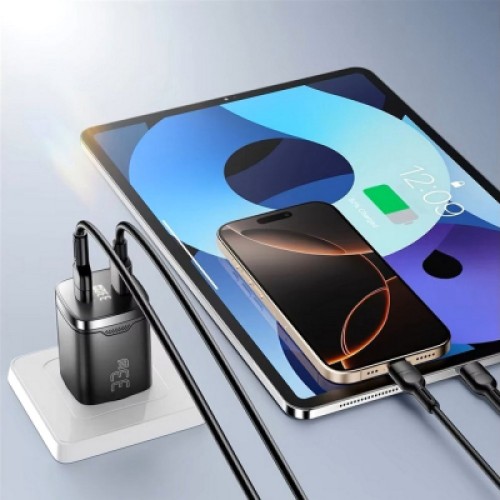 Зарядное устройство 1xUSB-C + 1xUSB 33W GaN black Essager (ECT33W-GMB01-Z)