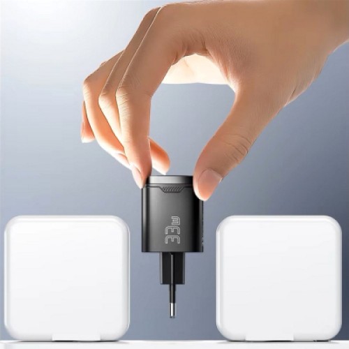 Зарядное устройство 1xUSB-C + 1xUSB 33W GaN black Essager (ECT33W-GMB01-Z)