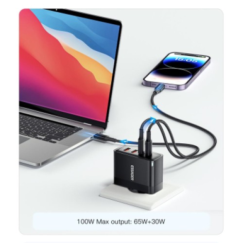 Зарядное устройство 2xUSB-C + 2xUSB 100W Essager (ECT2CA-QYB01-Z)