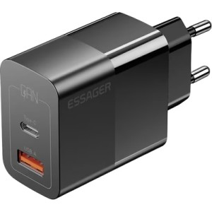 Зарядний пристрій 1xUSB-C + 1xUSB 33W Essager (ECTAC-PCB01-P)