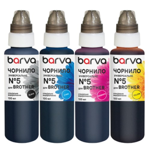 Чернила Barva Brother BK/C/M/Y універсальні 5 4х100 мл, (BU5-100-MP) Чернила Barva Brother BK/C/M/Y універсальні 5 4х100 мл, (BU5-100-MP)