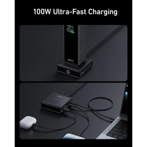 Зарядное устройство Anker 2xUSB-C 100W + 1xUSB + Pogo pin for Anker Prime black (A1902311)