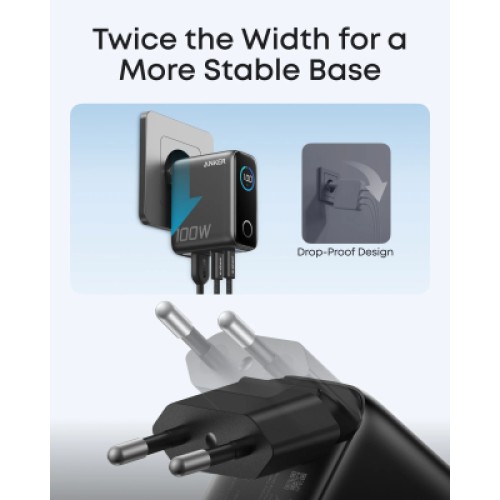 Зарядное устройство Anker 2xUSB-C PD100W + 1xUSB GaN w Display + cable USB-C dark gray (B121BGZ1)