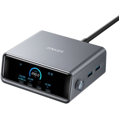 Зарядное устройство Anker 4xUSB-C PD250W + 2xUSB GaNPrime black (A2345341)
