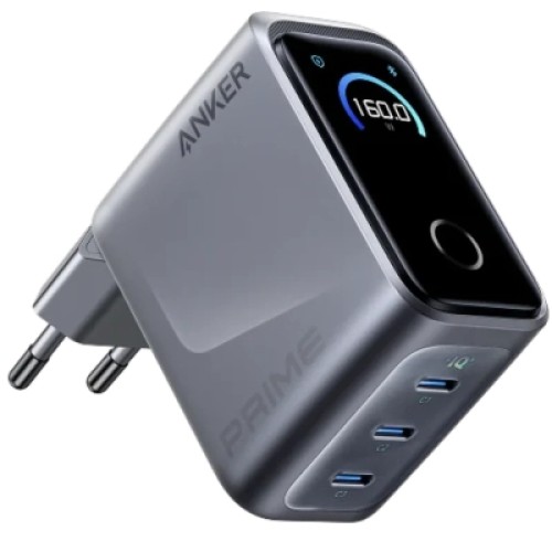 Зарядное устройство Anker 3xUSB-C PD3.1 160W GaNPrime w Display silver (A2687341)