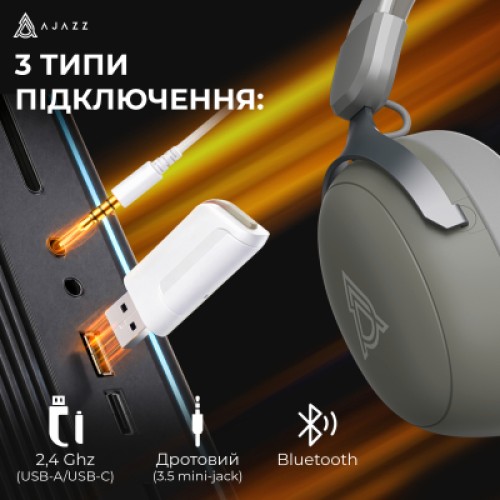 Наушники Ajazz AHM08 MAX 3-Mode Grey (AHM08-MAX-GW)