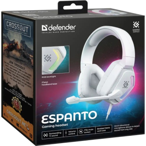 Наушники Defender Espanto RGB USB White (62470)