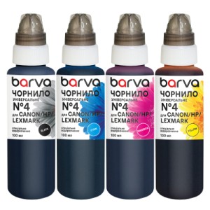Чернила Barva Canon/HP/Lexmark 4 4x100 мл, BK/C/M/Y, universal (CU4-100-MP)