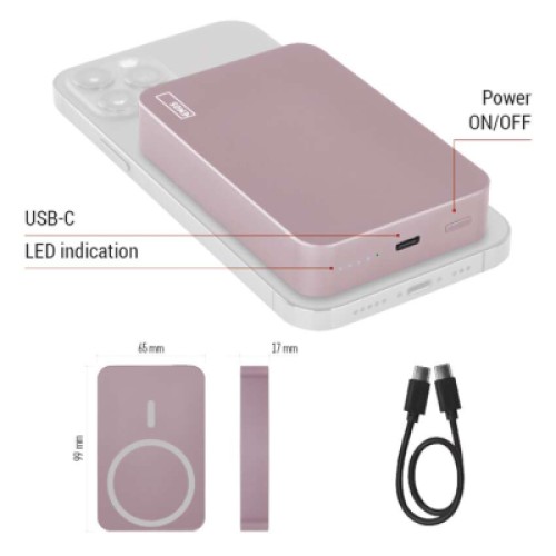Батарея универсальная EMOS 10000mAh WI1046, 20W, Wireless, salmon (B0551S) Батарея универсальная EMOS 10000mAh WI1046, 20W, Wireless, salmon (B0551S)