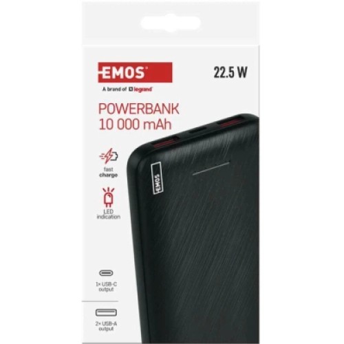 Батарея универсальная EMOS 10000mAh AlphaQ3, 22.5W, black (B0571B)