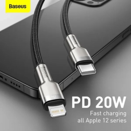 Дата кабель USB-C to Lightning 0.25m 20W Cafule Series Meta black Baseus (CATLJK-01)