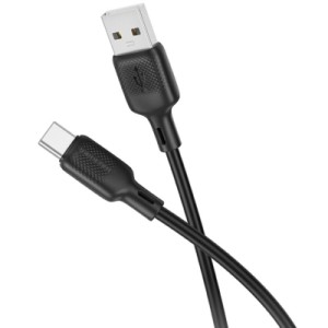 Дата кабель USB 2.0 AM to USB-C 3.0m silicone BX113 black BOROFONE (6941991115554)