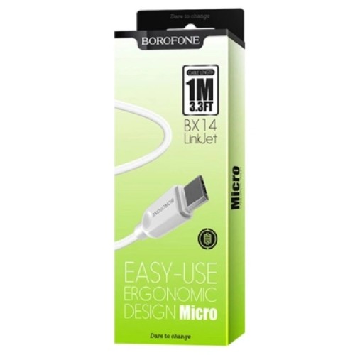 Дата кабель USB 2.0 AM to Micro 5P 1.0m 2.4A BX14 white BOROFONE (6957531089988) Дата кабель USB 2.0 AM to Micro 5P 1.0m 2.4A BX14 white BOROFONE (6957531089988)