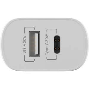 Зарядний пристрій Globex 1xUSB + 1xUSB-C 30W FastPower white (30WAC)