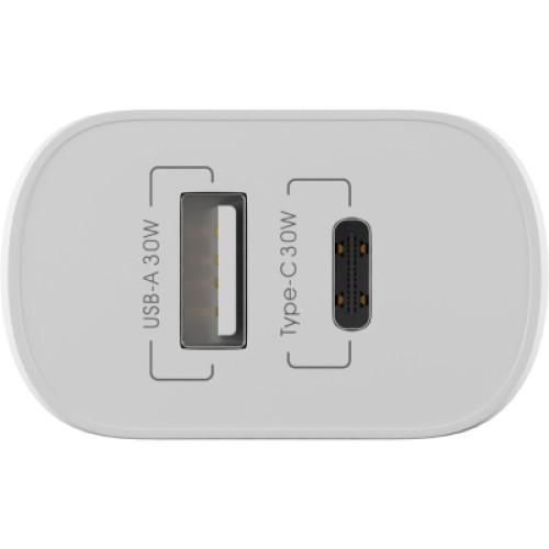 Зарядное устройство Globex 1xUSB + 1xUSB-C 30W FastPower white (30WAC)