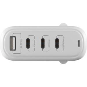 Зарядний пристрій Globex GaN 1xUSB + 3xUSB-C 120W FastPower white (GaN120WA3C)