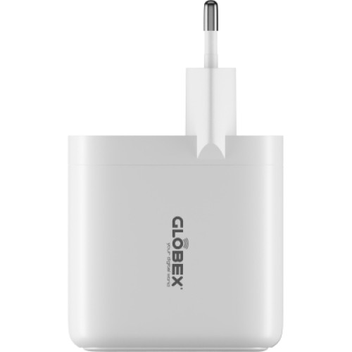 Зарядное устройство Globex GaN 1xUSB + 1xUSB-C 65W FastPower white (GaN65WAC)