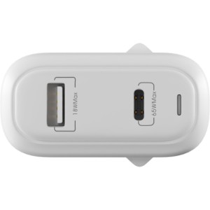Зарядний пристрій Globex GaN 1xUSB + 1xUSB-C 65W FastPower white (GaN65WAC)
