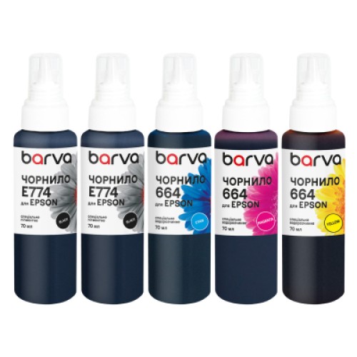 Чернила Barva Epson 774/664 5x70 мл, special, pigmented 2xBK+C/M/Y (E774-070-MP) Чернила Barva Epson 774/664 5x70 мл, special, pigmented 2xBK+C/M/Y (E774-070-MP)