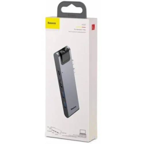Концентратор Baseus USB-C Thunderbolt 7-in-1 2xUSB 3.0 + 1xUSB-C PD + HDMI 4K60Hz + SD/TF + 1xRJ45 1000Mbps gray (CAHUB-L0G) Концентратор Baseus USB-C Thunderbolt 7-in-1 2xUSB 3.0 + 1xUSB-C PD + HDMI 4K60Hz + SD/TF + 1xRJ45 1000Mbps gray (CAHUB-L0G)
