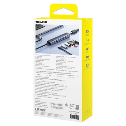 Концентратор Baseus USB-C 7-Port HDMI 4K60Hz + 2xUSB 3.0 + PD + SD/TF 3.0 + 3.5mm gray (B00052803811-02) Концентратор Baseus USB-C 7-Port HDMI 4K60Hz + 2xUSB 3.0 + PD + SD/TF 3.0 + 3.5mm gray (B00052803811-02)