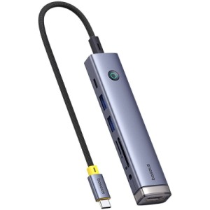Концентратор Baseus USB-C 7-Port HDMI 4K60Hz + 2xUSB 3.0 + PD + SD/TF 3.0 + 3.5mm gray (B00052803811-02)