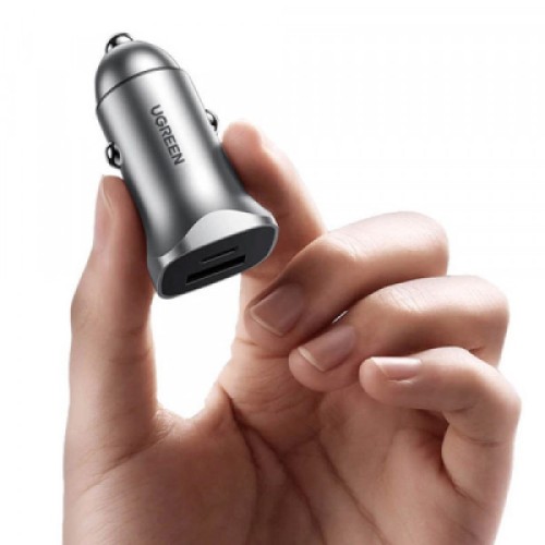 Зарядное устройство Ugreen 1xUSB-C + 1xUSB 30W car adapter CD130 black (40858)