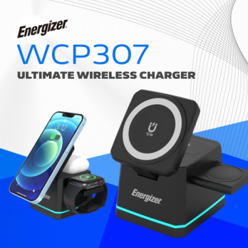 Зарядное устройство Energizer 15W 3-in-1 magnetic wireless black (WCP307)