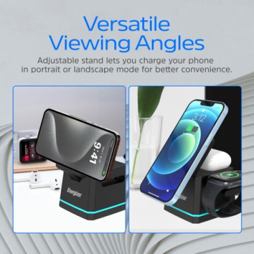 Зарядное устройство Energizer 15W 3-in-1 magnetic wireless black (WCP307)
