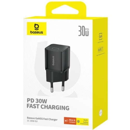 Зарядное устройство Baseus 1xUSB-C 30W GaN5S black (P10162504113-00)