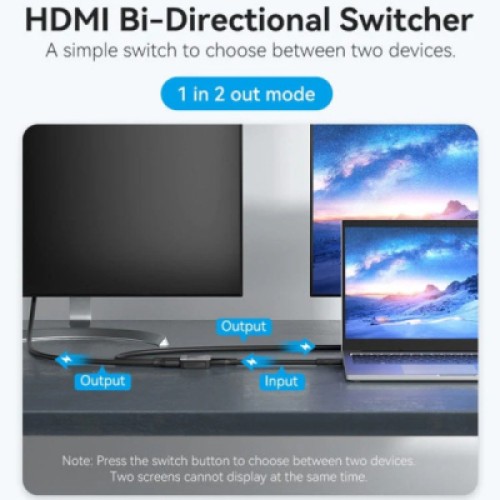 Сплиттер Vention HDMI 2.0 UHD 4K 60Hz 3D, HDCP,1080P перемикач двонаправлений (AKOB0)