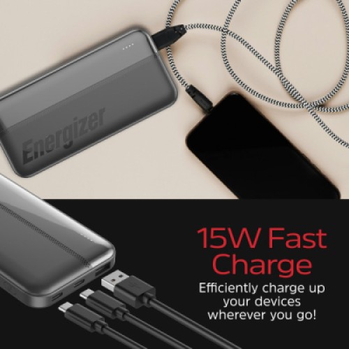 Батарея универсальная Energizer 10000mAh 15W, USB-А, 2*USB-C, Black (UE10050CC) Батарея универсальная Energizer 10000mAh 15W, USB-А, 2*USB-C, Black (UE10050CC)
