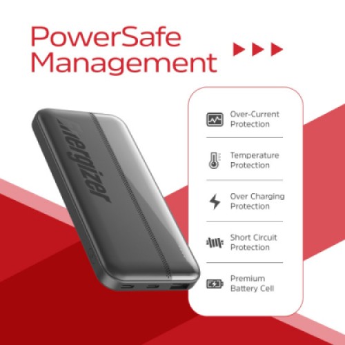 Батарея универсальная Energizer 10000mAh 15W, USB-А, 2*USB-C, Black (UE10050CC) Батарея универсальная Energizer 10000mAh 15W, USB-А, 2*USB-C, Black (UE10050CC)