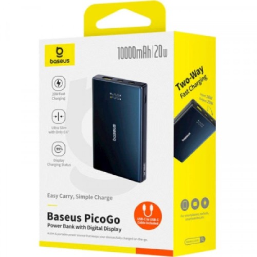 Батарея универсальная Baseus 10000mAh PicoGo 20W PD, QC, USB-A, 2*USB-C, Black (P10076801123-00)