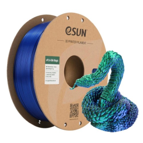 Пластик для 3D-принтера eSUN ePLA-Silk Magic 1кг, 1.75мм, blue-green (ePLA-SilkMagic-P175GU1) Пластик для 3D-принтера eSUN ePLA-Silk Magic 1кг, 1.75мм, blue-green (ePLA-SilkMagic-P175GU1)